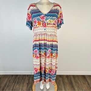 ❤️ Papa Vancouver Floral Striped Maxi Dress L